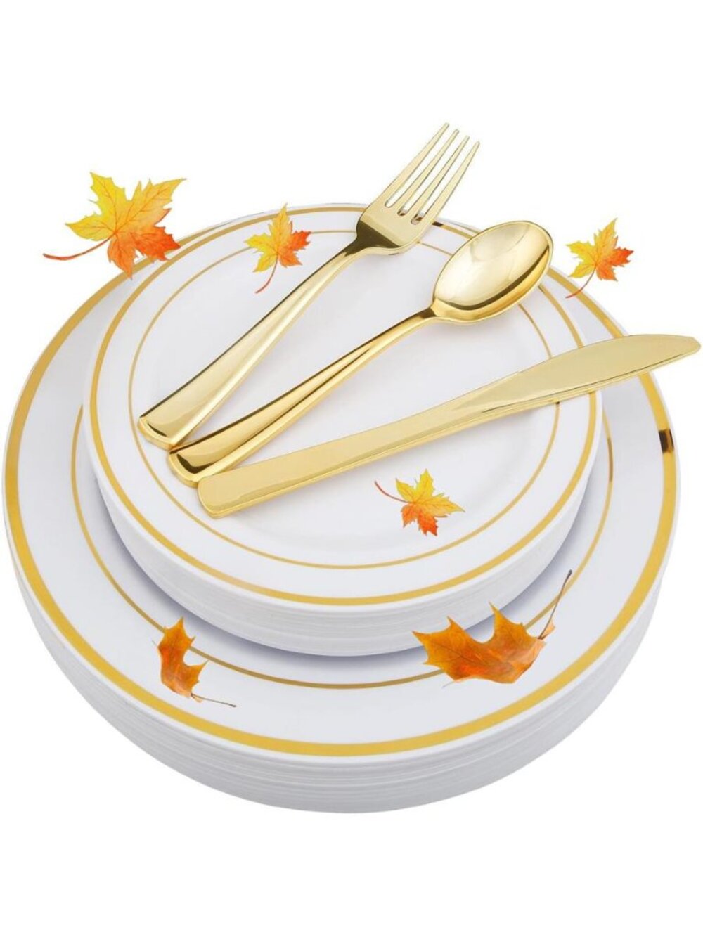 Gold Plastic Plates - Fall Plates Disposable